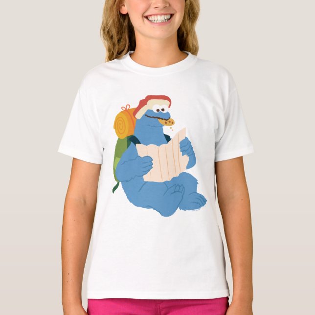 Cookie Monster Reading A Map T-Shirt (Front)