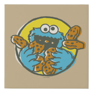 Cookie Monster Retro Faux Canvas Print