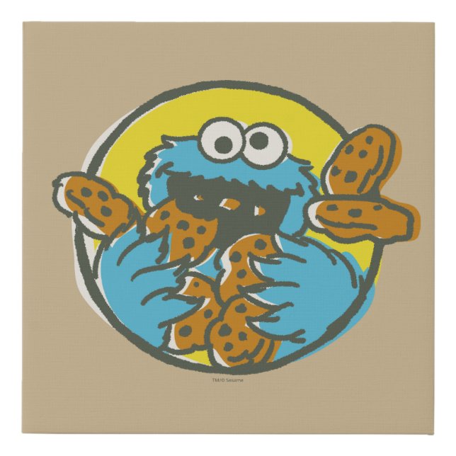 Cookie Monster Retro Faux Canvas Print (Front)