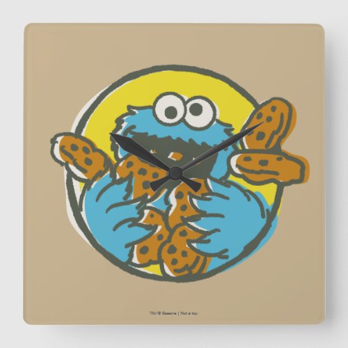 Cookie Monster Retro Square Wall Clock