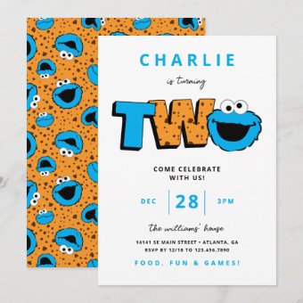 Cookie Monster - Second Birthday Invitation | Zazzle