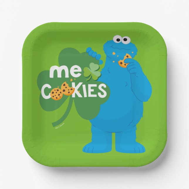 Cookie Monster | Shamrock Love Paper Plates (Front)
