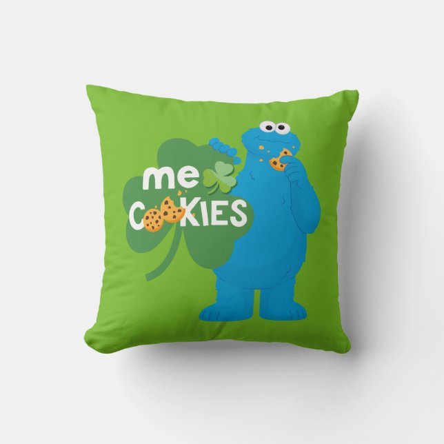 Cookie Monster | Shamrock Love Throw Pillow (Front)