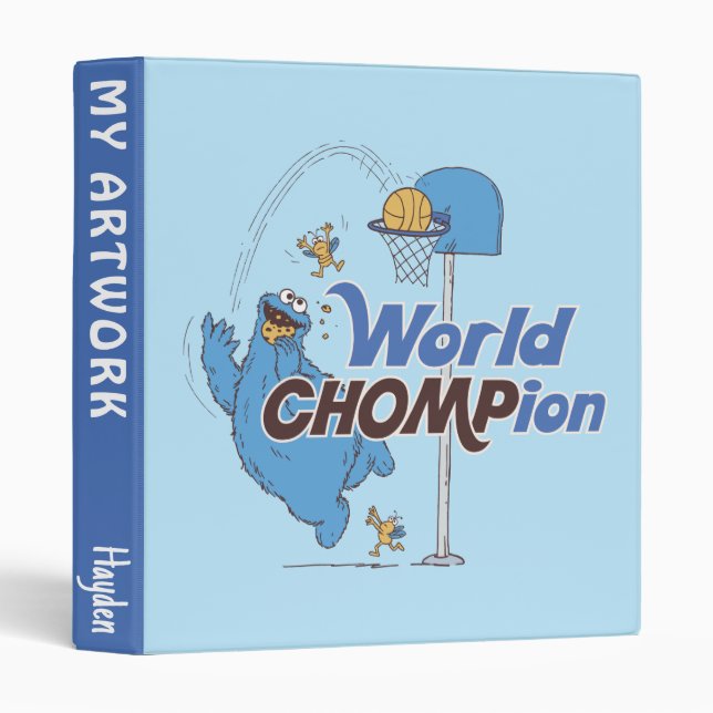 Cookie Monster | Shooting Basketball Hoops 3 Ring Binder (Front/Spine)