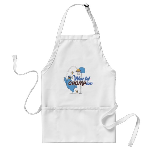 Cookie Monster | Shooting Basketball Hoops Adult Apron (Front)