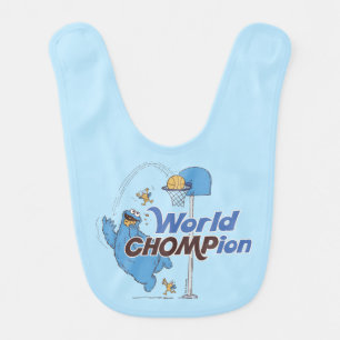 Cookie Monster Shooting Basketball Hoops Baby Bib