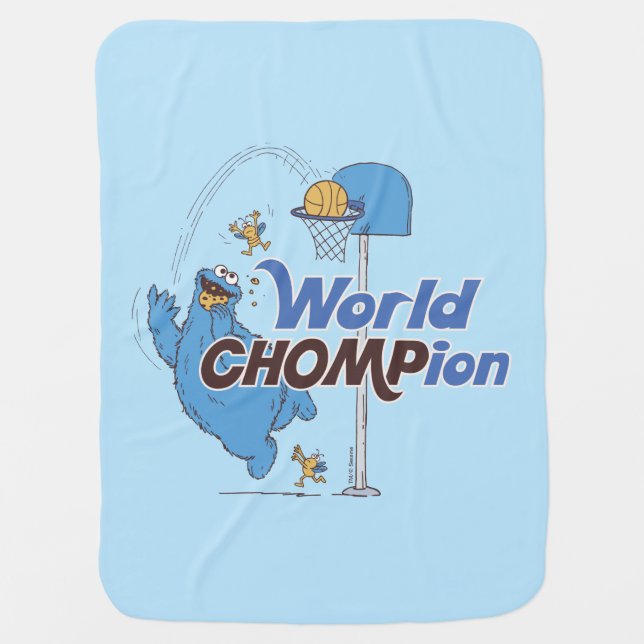 Cookie Monster | Shooting Basketball Hoops Baby Blanket (Front)
