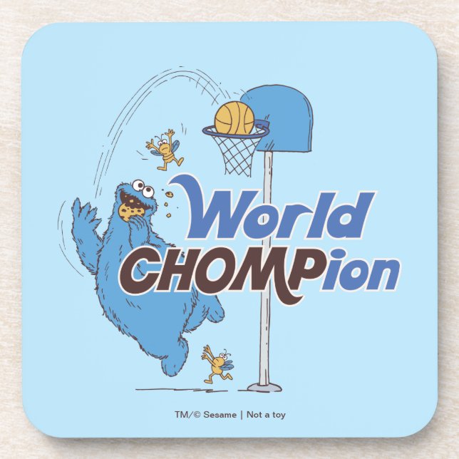 Cookie Monster | Shooting Basketball Hoops Beverage Coaster (Front)