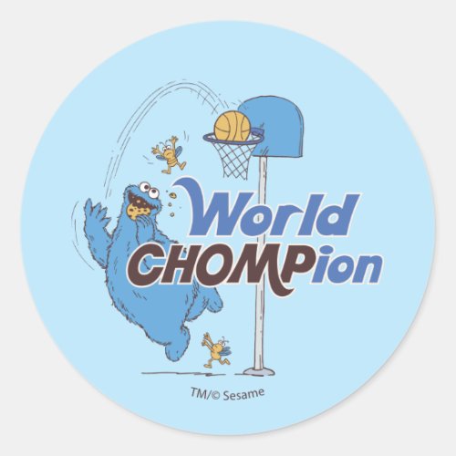 Cookie Monster  Shooting Basketball Hoops Classic Round Sticker