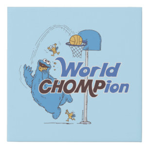Cookie Monster Shooting Basketball Hoops Faux Canvas Print