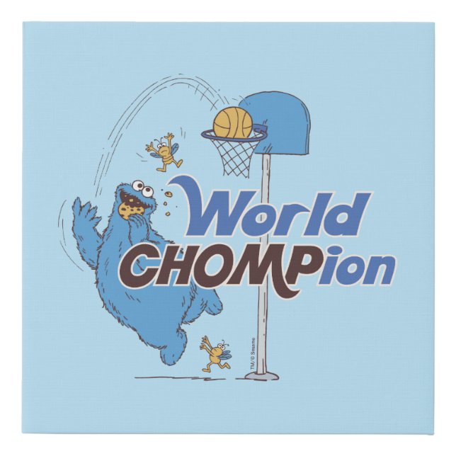 Cookie Monster | Shooting Basketball Hoops Faux Canvas Print (Front)