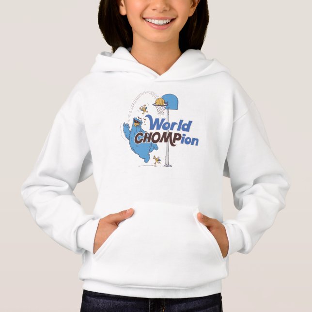 Cookie Monster | Shooting Basketball Hoops Hoodie (Front)