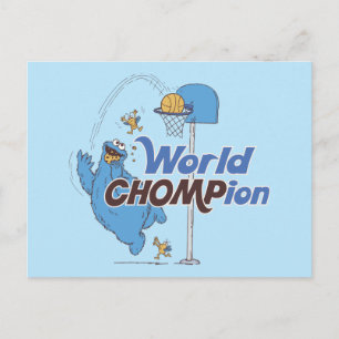 Cookie Monster Shooting Basketball Hoops Postcard