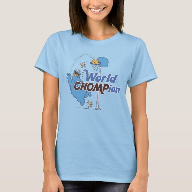 Cookie Monster | Shooting Basketball Hoops T-Shirt (Front)
