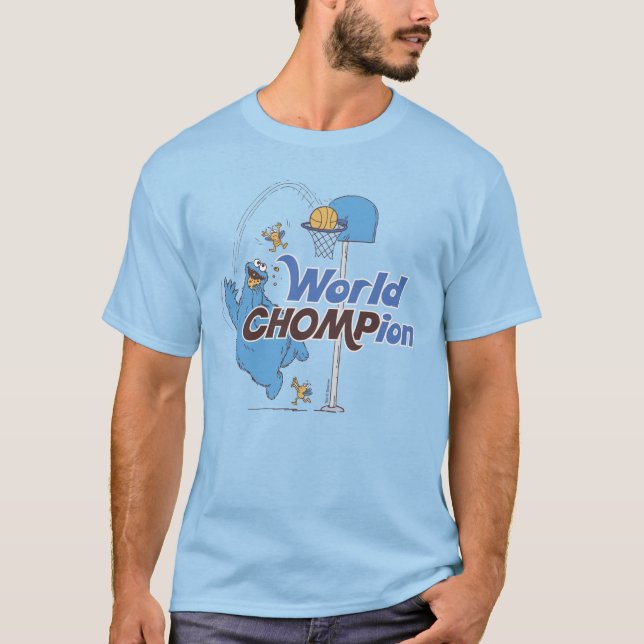 Cookie Monster | Shooting Basketball Hoops T-Shirt (Front)