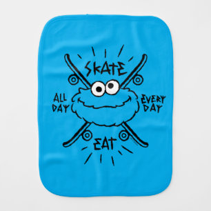 Cookie Monster Skate Logo - Skate, Eat, 24/7 Baby Burp Cloth