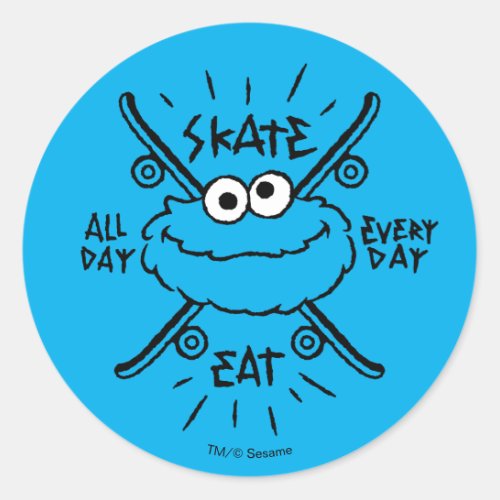 Cookie Monster Skate Logo _ Skate Eat 247 Classic Round Sticker