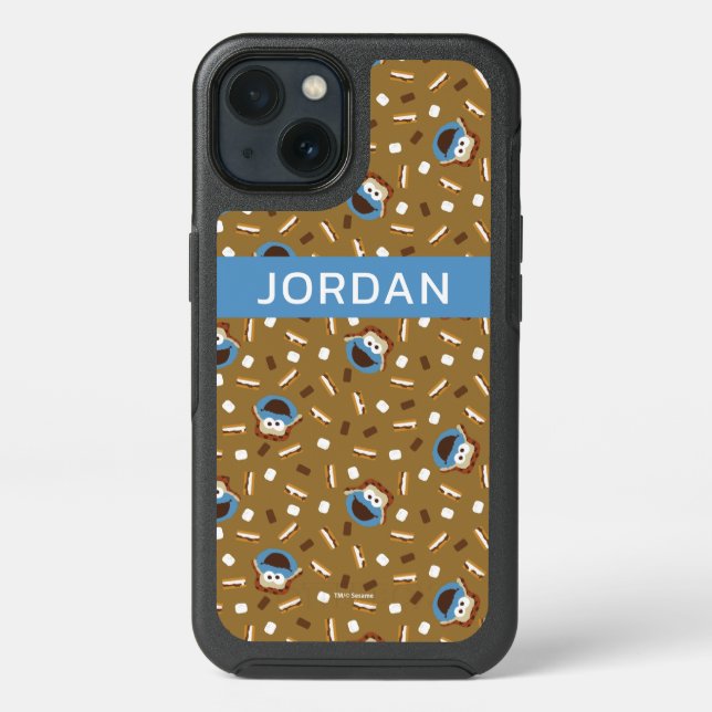 Cookie Monster S'mores Pattern | Add Your Name Otterbox iPhone Case (Back)