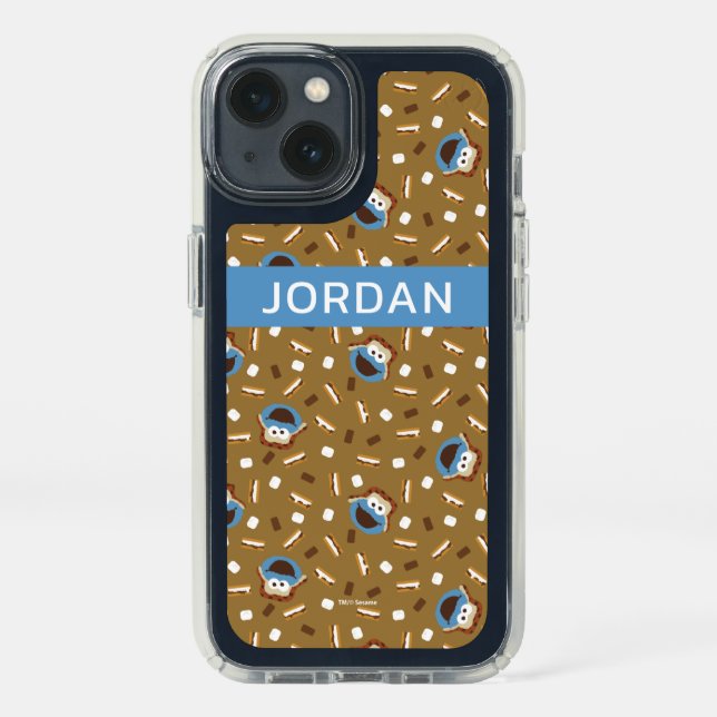 Cookie Monster S'mores Pattern | Add Your Name Speck iPhone 13 Case (Front)