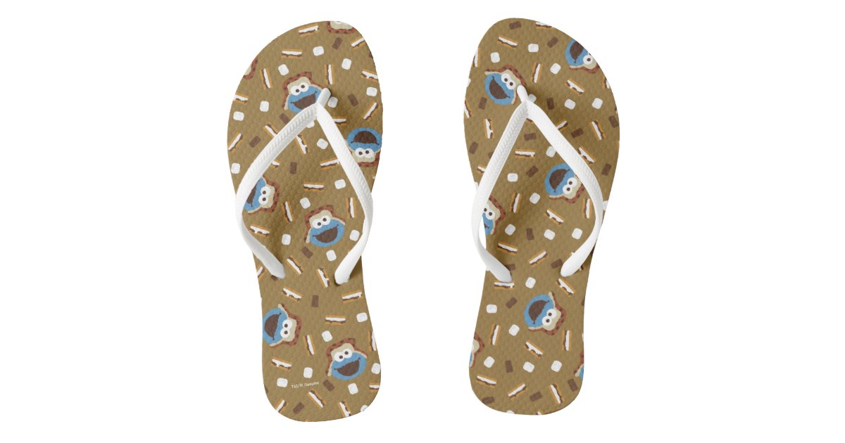 Cookie Monster S'mores Pattern Flip Flops | Zazzle