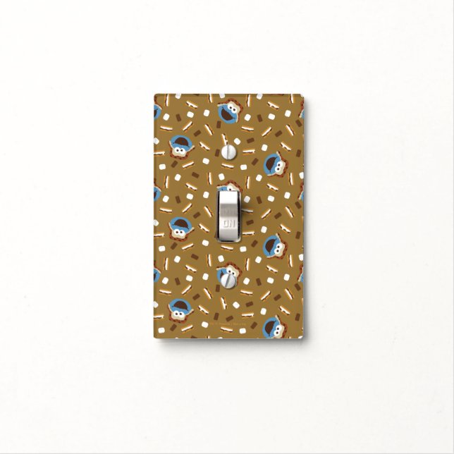 Cookie Monster S'mores Pattern Light Switch Cover (In Situ)