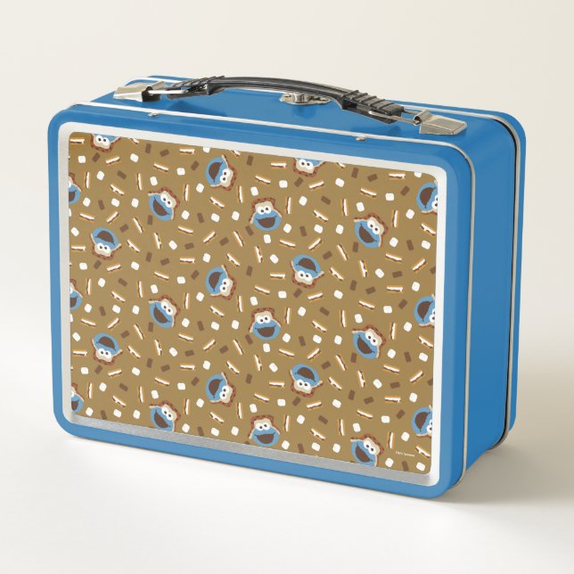 Cookie Monster S'mores Pattern Metal Lunch Box (Back)