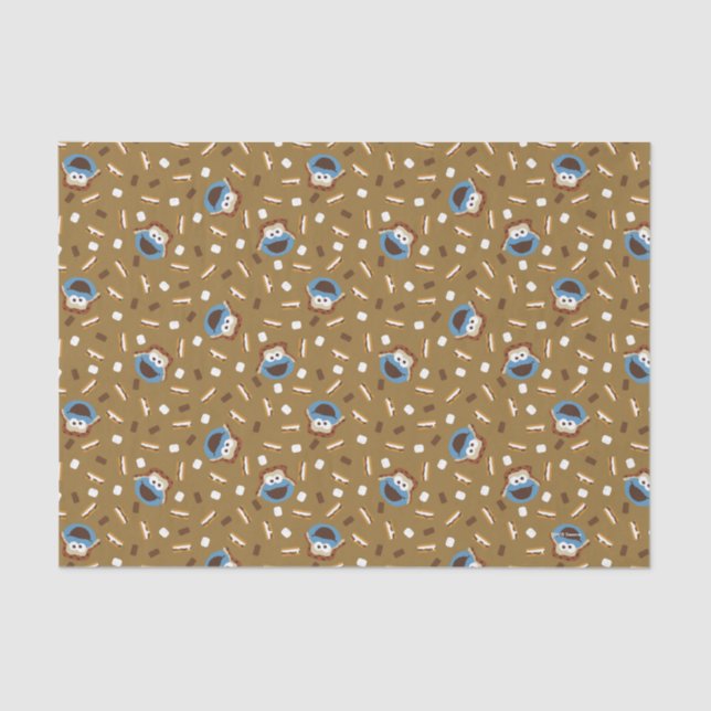Cookie Monster S'mores Pattern Tissue Paper (Front)