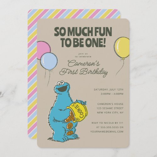 Cookie Monster  So Much Fun to Be One Birthday Invitation