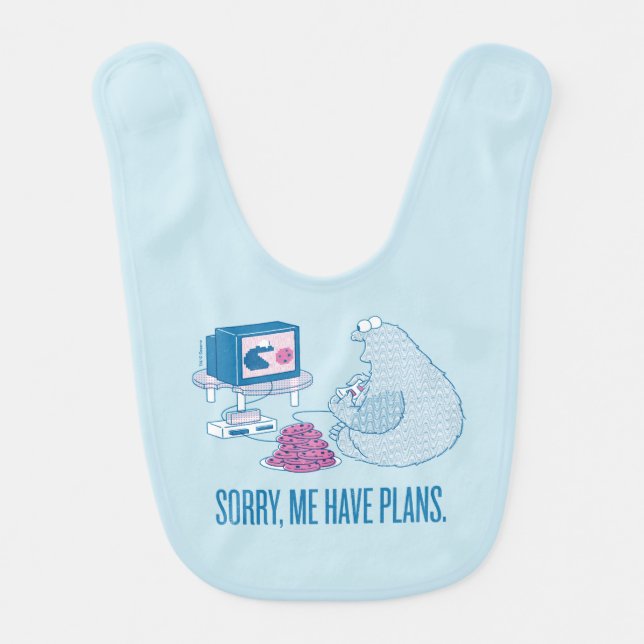 Cookie Monster | Sorry, Me Have Plans Baby Bib (Front)