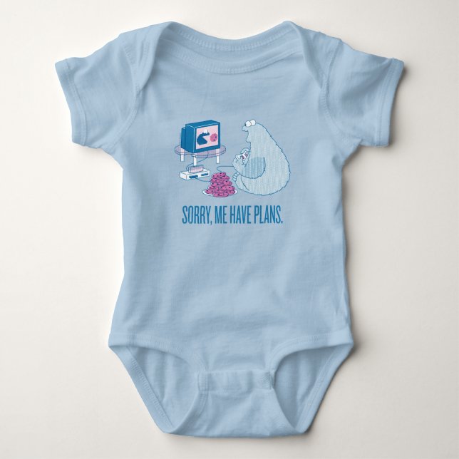 Cookie Monster | Sorry, Me Have Plans Baby Bodysuit (Front)