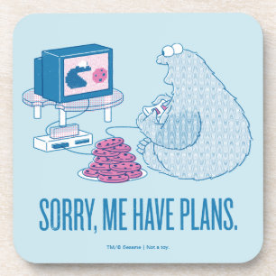 Cookie Monster Sorry, Me Have Plans Beverage Coaster