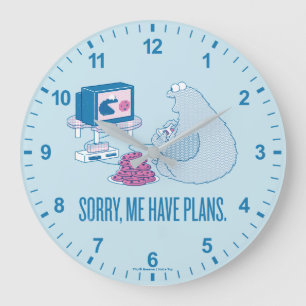 Cookie Monster   Sorry, Me Have Plans Large Clock