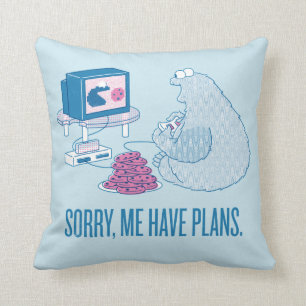 Cookie Monster   Sorry, Me Have Plans Throw Pillow