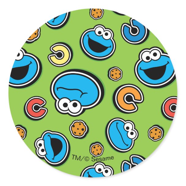 Cookie Monster Sticker Pattern Fabric | Zazzle.com