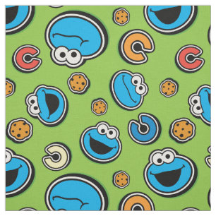 Cookie Monster Sticker Pattern Fabric