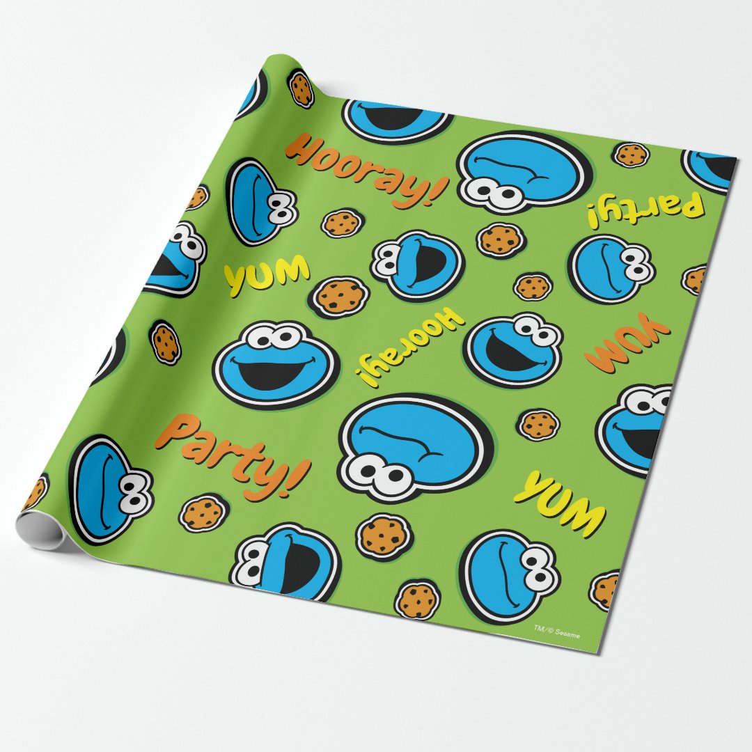 Cookie Monster Sticker Pattern Wrapping Paper | Zazzle