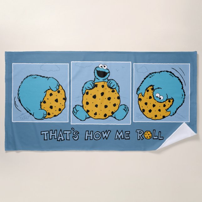 Cookie Monster | That's How Me Roll Beach Towel (Front)