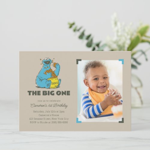 Cookie Monster The Big One First Birthday _ Photo Invitation