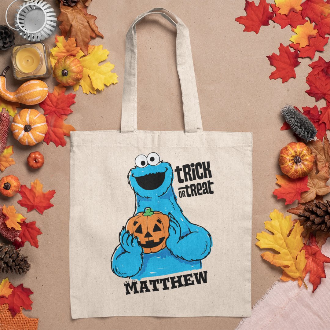 Cookie Monster - Trick Or Treat | Add Your Name Tote Bag (Creator Uploaded)