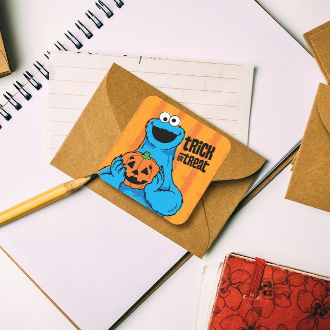 Cookie Monster - Trick Or Treat Square Sticker (Sticker on envelope)