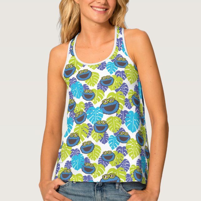 Cookie Monster | Tropical Pattern Tank Top (Front)