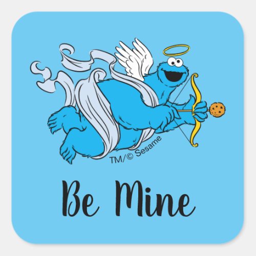 Cookie Monster Valentines Cupid Square Sticker