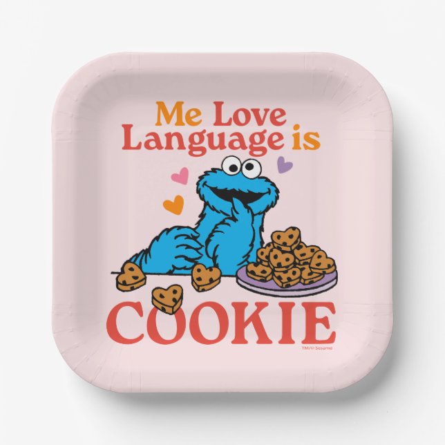 Cookie Monster | Valentine's Day Quote Paper Plates (Front)