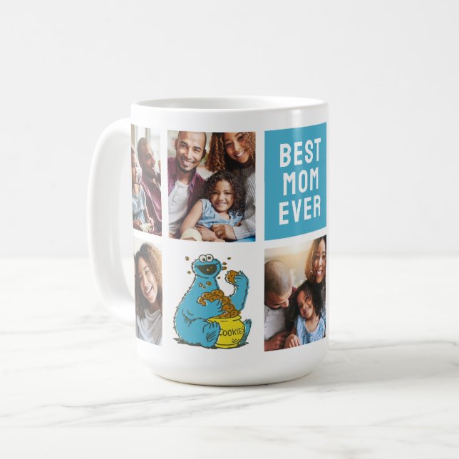 Cookie Monster Vintage | Mom Photo Collage Coffee Mug (Front Left)