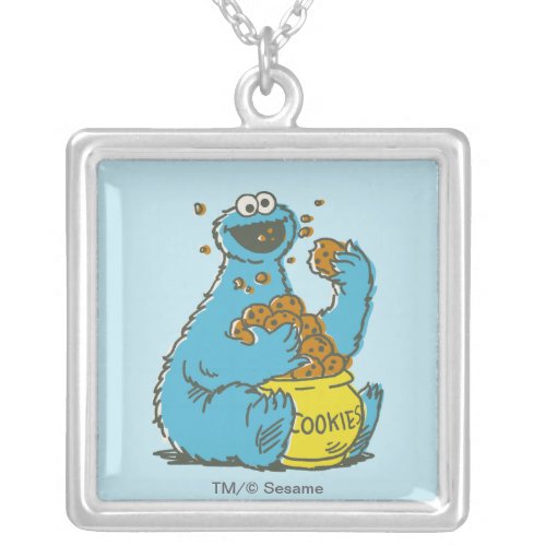 Cookie Monster Vintage Silver Plated Necklace