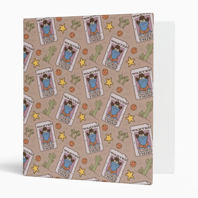 Cookie Monster Wanted Pattern 3 Ring Binder (Front/Inside)