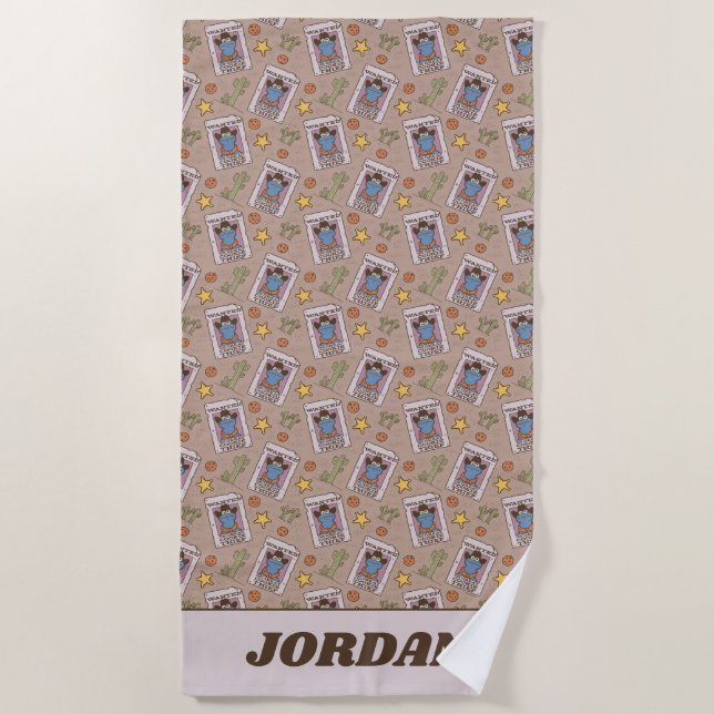 Cookie Monster Wanted Pattern Beach Towel (Front)
