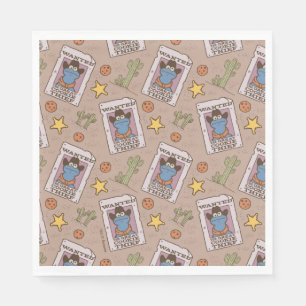 Cookie Monster Wanted Pattern Napkins