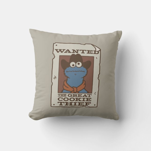 Cookie Monster | Wanted Poster Throw Pillow (Front)