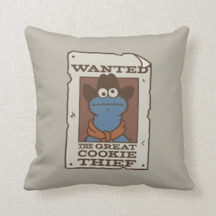 Cookie Monster   Wanted Poster Throw Pillow